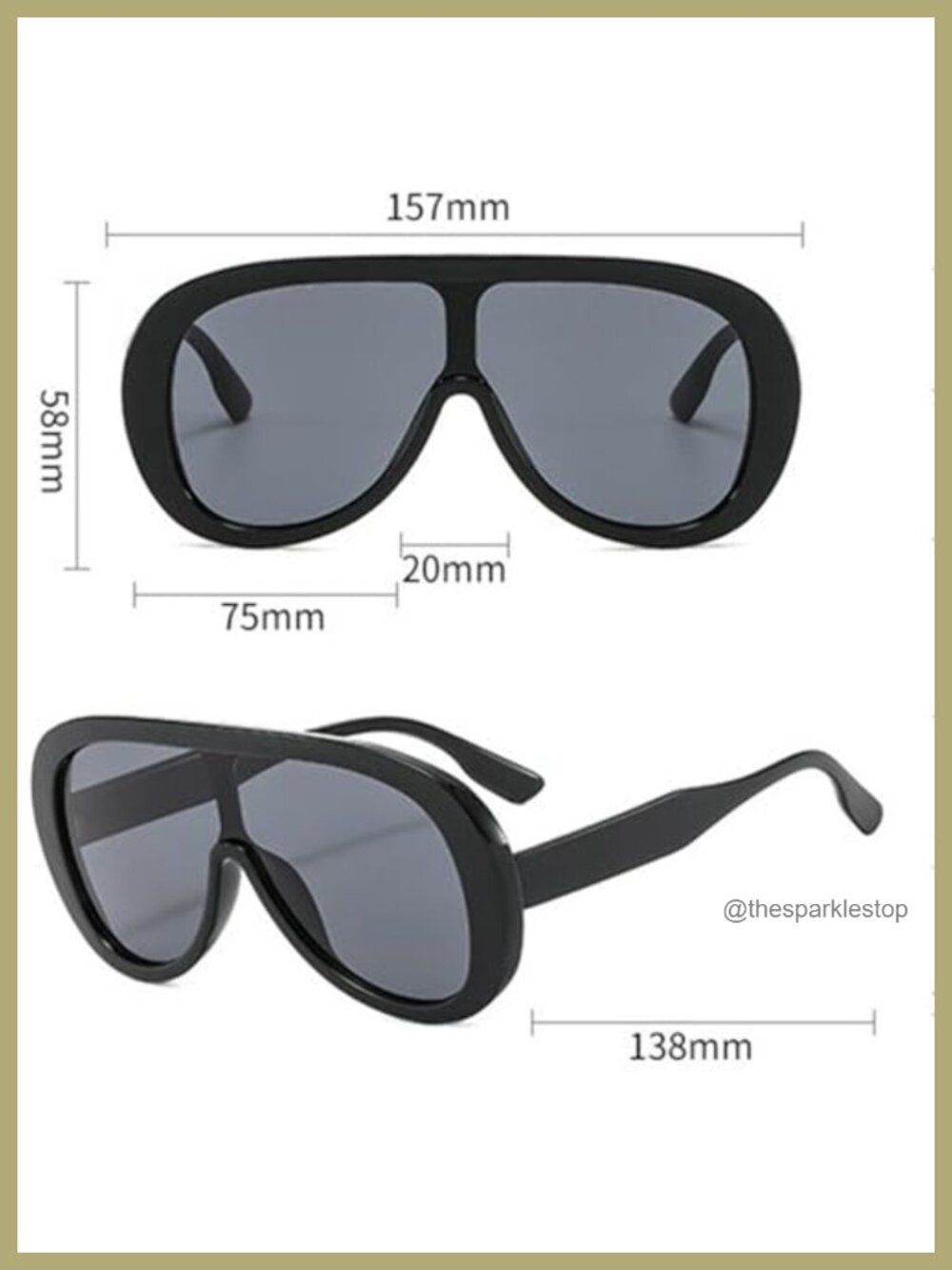 Oversized Pilot Sunglasses Women Fashion Big Frame One Piece Sun Glasses Mask - Picture 4 of 6